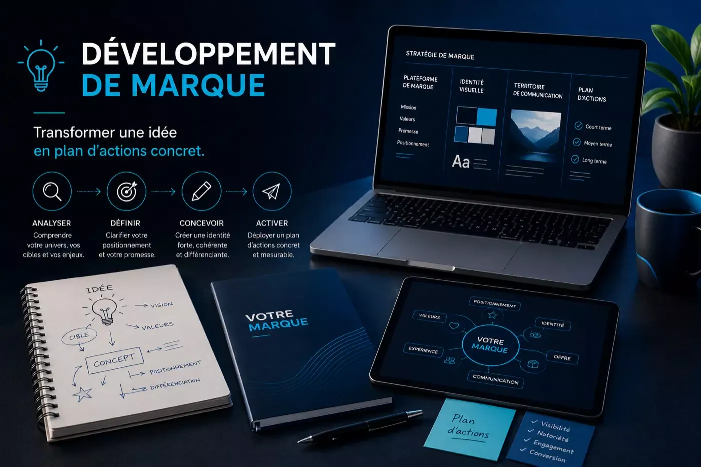 Développement de marque, supports commerciaux et feuille de route digitale